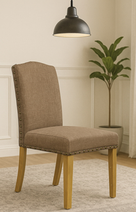 SILLA TAPIZADA CAFÉ CLARO 52*63*1.04