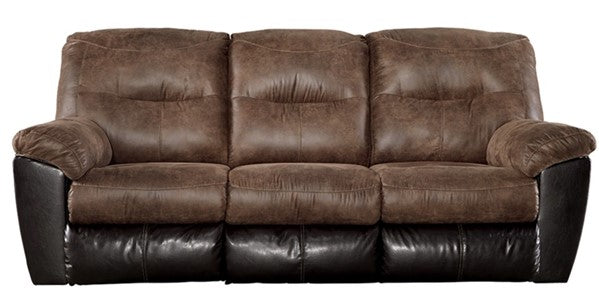 SOFA 3 CUERPOS RECLINABLE FOLLET, TAPIZ PU CON ASIENTO Y RESPALDO EN MICROFIBRA CAFÉ 2.21*1.07*1.04