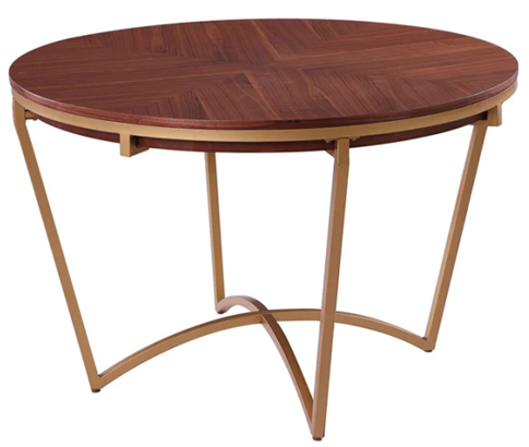 COMEDOR CENTIAR CON MESA REDONDA CON BASE METÁLICA COLOR BRONCE DE                                                               1.17*77