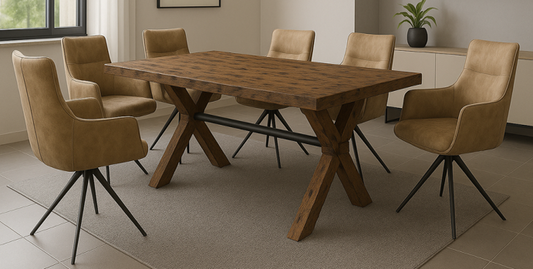 COMEDOR TIMBER CON 6 SILLAS TIMBER BROWN