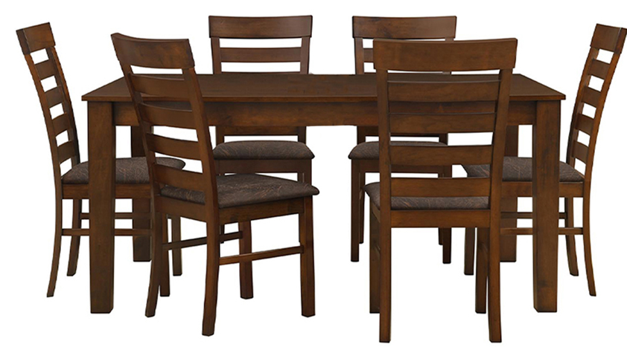 JUEGO COMEDOR CANADA CON CUBIERTA FIJA ENCHAPADA DE 2.00*1.00*0.75                                                       CON 6 SILLAS