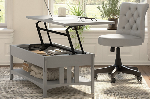 MESA CENTRO CON CUBIERTA ELEVABLE GRIS                            1.22*0.61*0.46