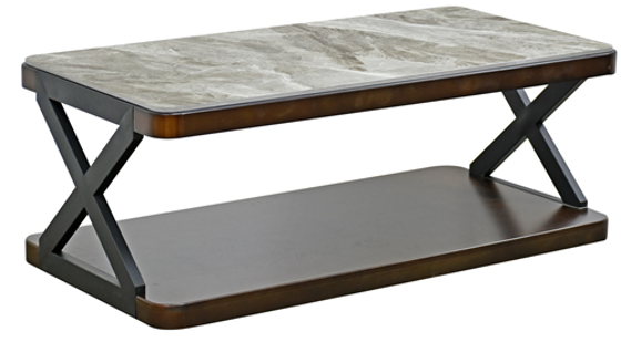 MESA CENTRO STONE CUBIERTA MARMOL GRIS  BASE MADERA RUBBERWOOD             1.20*0.60*0.45