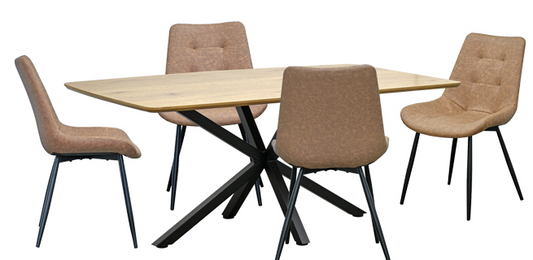 MESA COMEDOR HIGHLANDS  - BASE METALICA NEGRA  CON 4 SILLAS HIGHLANDS                                     1.80*1.00*0.75