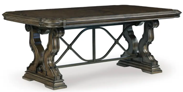 MESA COMEDOR MAYLEE CON CUBIERTA CON EXTENSION ENCHAPADA EN ROBLE         2.75*1.12*0.76