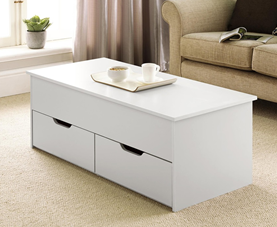 MESA CENTRO CON CUBIERTA ELEVABLE CON 2 CAJONES INFERIORES COLOR GRIS                            1.15*0.50*0.40