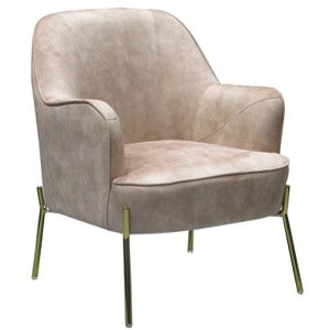 POLTRONA DELLA BEIGE, PATAS BRONCEADAS. TAPIZ PU CAFÉ CLARO       0.65*0.77*0.80