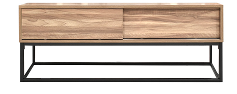 RACK NORUEGA CON PUERTAS CORREDERAS. ENCHAPE TERMOLAMINADO COLOR PERAL. BASE METALICA NEGRA                                                1.20*0.40*0.47