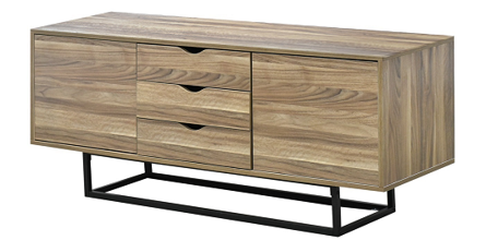 RACK NORUEGA CON PUERTAS CORREDERAS. ENCHAPE TERMOLAMINADO COLOR PERAL. BASE METALICA NEGRA                                                    1.50*0.45*0.60