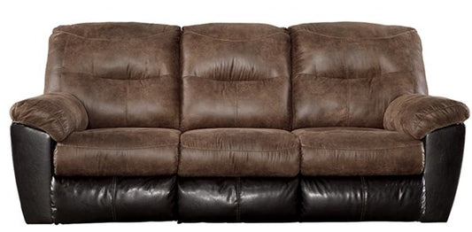 SOFA 3 CUERPOS RECLINABLE FOLLET, TAPIZ PU CON ASIENTO Y RESPALDO EN MICROFIBRA CAFÉ                      2.21*1.07*1.04