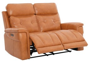 SOFA RECLINABLE CARRERA DE 2 CUERPOS CON CONTROL ELECTRICO Y PORTO USB, TAPIZ PU COLOR CARAMELO                                     1.00 M3